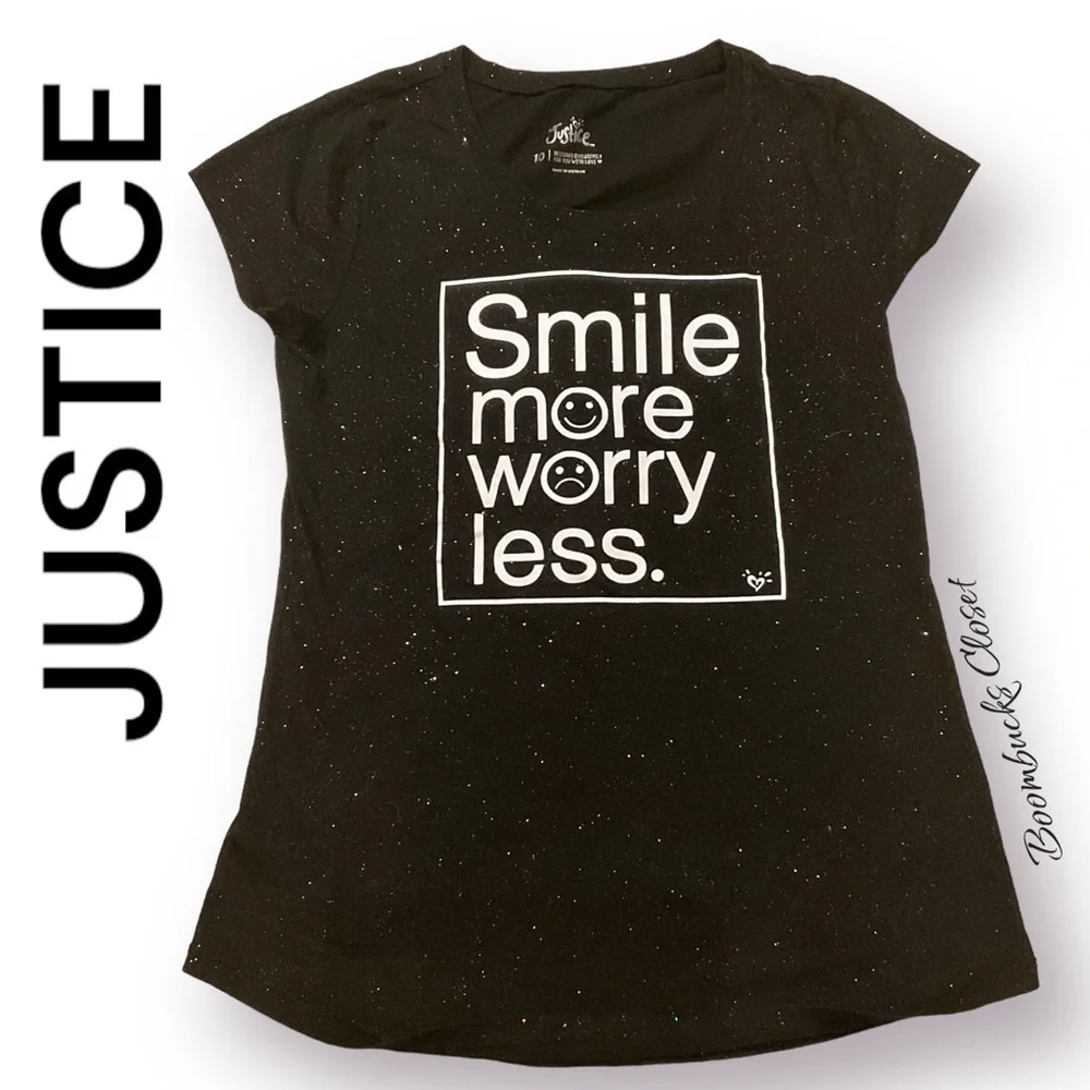 Lot of 2 Gap, Justice T shirt and tank Top Sparkly Black & Dark Blue Size 10